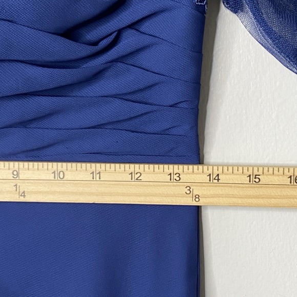 JJ's House Floor Length‎ Mother of Bride Groom Dress Blue Chiffon Lace Size 2/4 - Picture 7 of 14